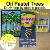 Art Lesson - How to draw and color Pastel Trees - Think Art Now