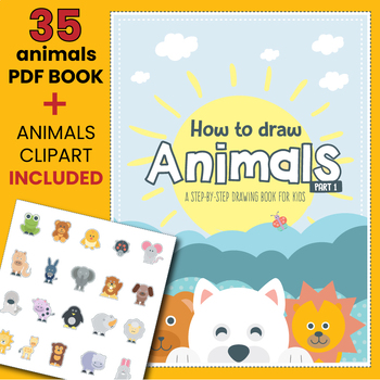 Preview of How to draw animals for kids | Easy drawing steps by using simple shapes