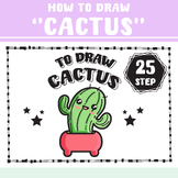 How to draw cute CACTUS 25 Step , Holidays, Worksheet