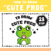 How to draw cute Frog 28 Step, Spring season, work sheet