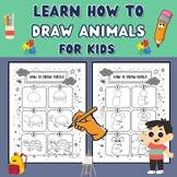 How to draw cute animals for kids, 50 drawing worksheets.