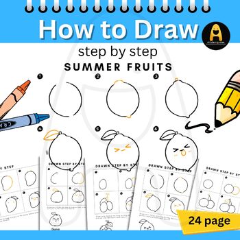 Preview of How to draw doodle worksheet : holiday season : summer fruits : Step by Step