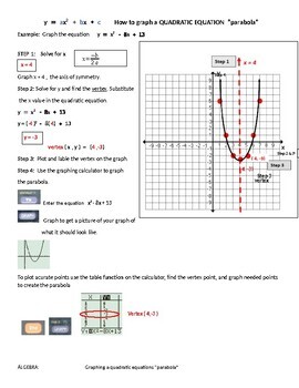Preview of How to graph quadratic functions using graphing graphing calculator