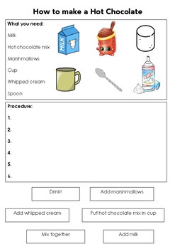 Preview of How to make a Hot Chocolate - Introduction to Procedure Writing | Sort