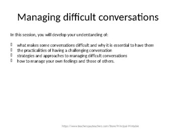Preview of How to manage difficult conversations? PPT (editable resource)