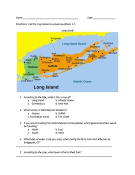 Preview of How to read a map worksheet