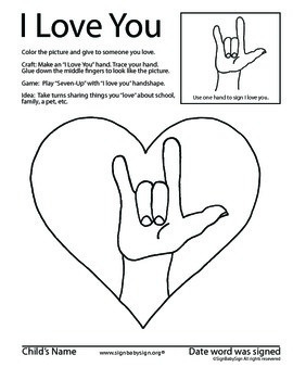 Asl I Love You Worksheets Teaching Resources Tpt