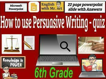 Preview of How to use Persuasive Writing - quiz (20 questions with Answer Key)