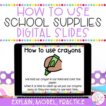 Preview of How To Use School Supplies | Visuals, Printables, & Digital Slides | Editable