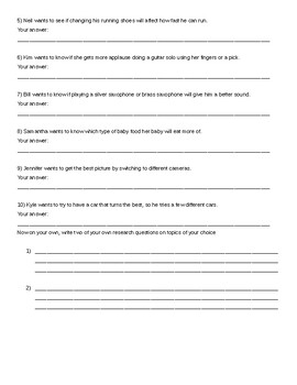 developing an answerable research question worksheet