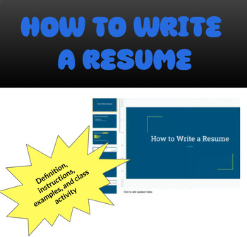 Preview of How to write a resume lesson/activity