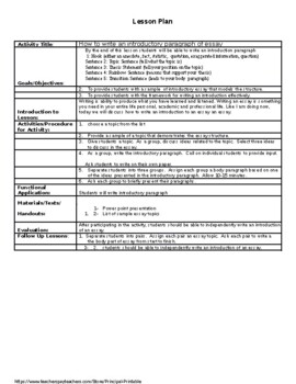 Preview of How to write an introductory paragraph of essay? lesson(Editable & Fillable)