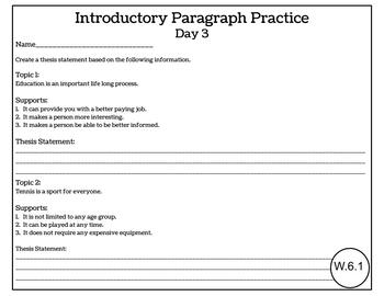 introductory paragraph examples middle school
