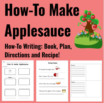 Preview of How to writing- How-to make applesauce. Fall autumn. Writing process. Apple Book