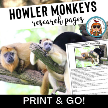 Preview of Howler Monkey Research Reading Pages Rainforest Animal Reports or Unit 1st 2nd