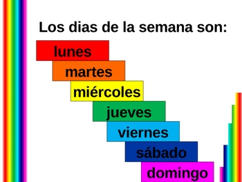 los dias de la semana (days of the week in Spanish) 
