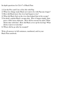 Preview of Huck Finn: Chapter 6-7