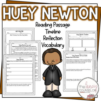 Preview of Huey Newton Reading Passage Black History Month Comprehension Vocabulary