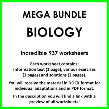 Preview of Huge Biology Worksheet Bundle