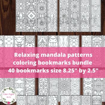 Preview of Huge Set 40 Pattern Mandala Coloring Bookmarks Relaxing Calming Activity Craft