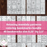 Huge Set 40 Pattern Mandala Coloring Bookmarks Relaxing Ca