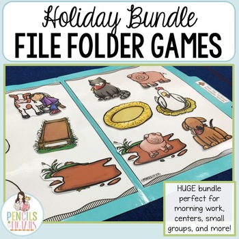 Preview of Valentine's Day Centers - Holiday Folder Tasks Bundle