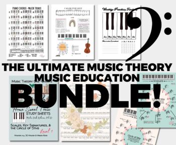 Preview of Huge MUSIC THEORY BUNDLE, Ultimate Music Student Tools, Music Fundamentals, Circ