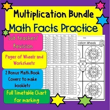 Preview of Huge Multiplication Bundle, Math Facts Practice Great for Review & Sub Teacher