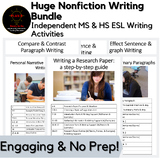 Huge No Prep Middle & High School ESL Non Fiction Writing 