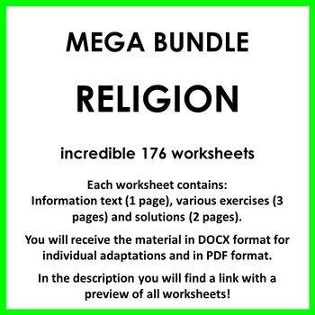 Preview of Huge Religion Worksheet Bundle