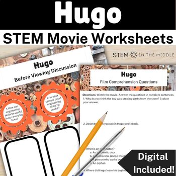 Preview of Hugo movie guide for engineering and STEM activities and worksheets