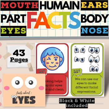 Preview of Humain Body Fact Cards For Eyes, Ears, Mouth and Nose