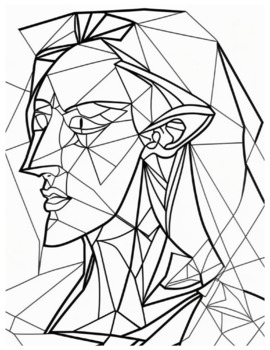 Preview of Human Anatomy Coloring Page/Fine Vector Lines/Picasso Style Coloring Page