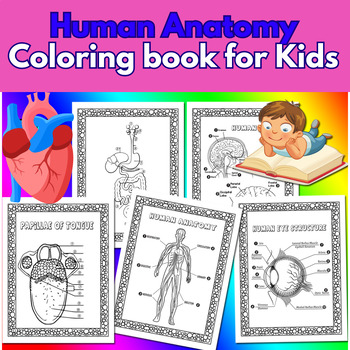 Preview of Human Anatomy Coloring book for Kids, Learning the body part’s name