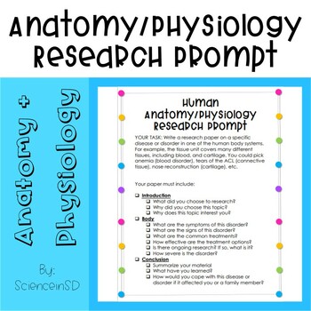 Preview of Human Anatomy/Physiology Research Paper Prompt