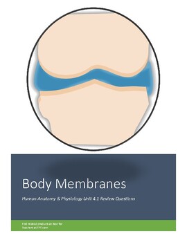 Preview of Human Anatomy & Physiology Unit 4.1 Review Worksheet: Body Membranes