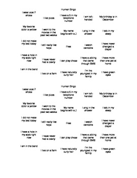 Preview of Human Bingo - Getting to Know You Activity