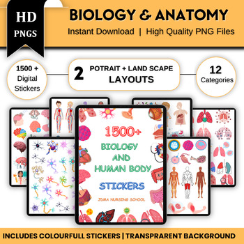 Preview of Human Biology Digital Stickers 1100+ | Biology Sticker | Colorful | Nursing