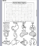 Human Body Systems Activity: Organs Word Search/ Biology C