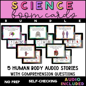 Preview of Human Body Audio Stories with Comprehension - Boom Card BUNDLE