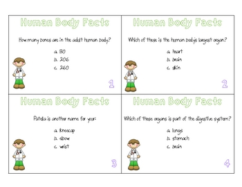 Preview of Human Body Facts Task Cards