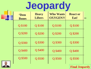 Preview of Human Body Jeopardy