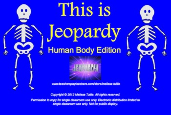 Preview of Human Body Jeopardy SMARTboard review game Bones, Joints, Muscles, Coordination