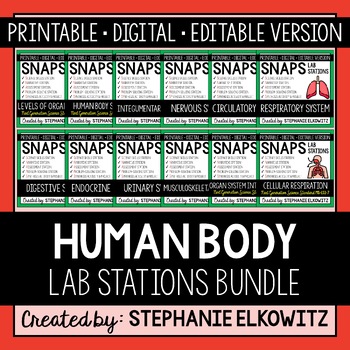 Preview of Human Body Lab Stations Bundle | Printable, Digital & Editable