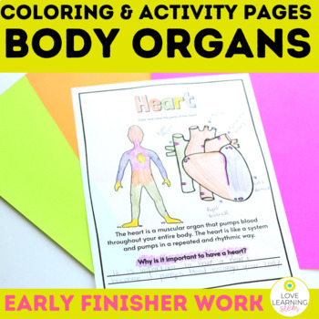 Preview of Body Organs Coloring Pages Worksheets  | Human Body Systems Structure & Function