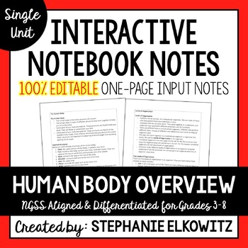 Preview of Human Body Overview Editable Notes