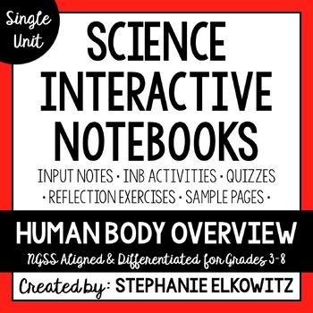 Preview of Human Body Overview Interactive Notebook Unit | Editable Notes