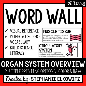 Preview of Human Body Overview Word Wall | Science Vocabulary