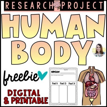 Preview of Human Body Research Project | Freebie