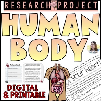 Preview of Human Body Systems & Organs Research Project | Google Slides & Reading Passages
